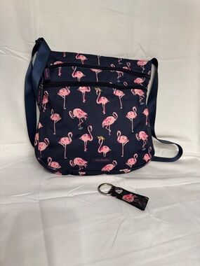 Vera Bradley Navy with Pink Flamingo Print Crossbody Bag